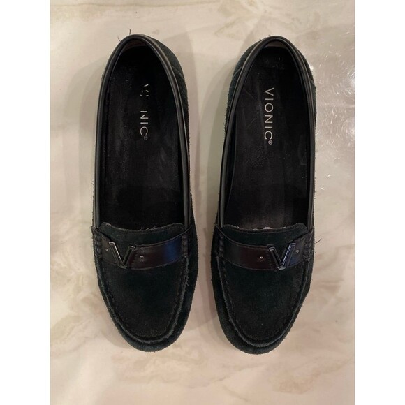 Vionic Navy Womens Flats Slip on Loafers Size 9.5 Orthotic Footbed Suede Look - Picture 5 of 12